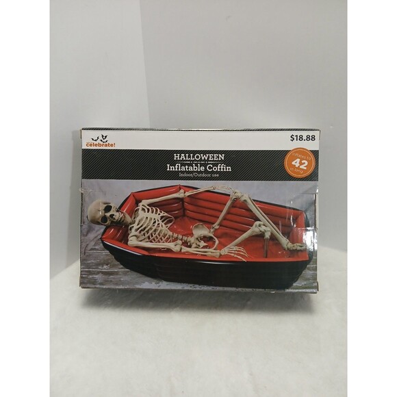WAY TO CELEBRATE HALLOWEEN AIRBLOWN INFLATABLE 42 INCH INFLATABLE COFFIN - Picture 1 of 4